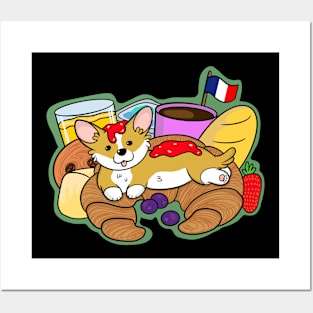 French Breakfast Corgi Posters and Art